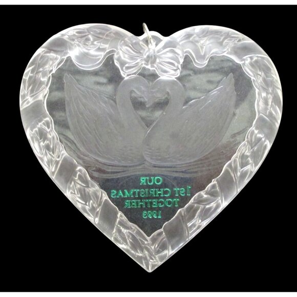 Our 1st Christmas Together Ornament - Heart-Shaped with Swans - Vintage 1993 Hal - Picture 3 of 5